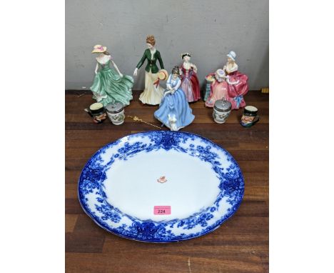 Four Royal Doulton figures to include Camille HN 1586, Penelope HN 1901, Lorraine HN3118, HN 3971, Royal Worcester figure, eg