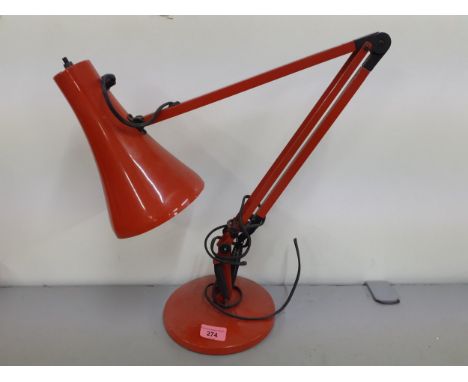 A vintage red enamelled anglepoise lamp having a switch to the shadeLocation: RAB 
