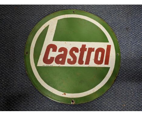 A late 20th century 'Castrol' enamel advertising sign, 41cm dLocation: 