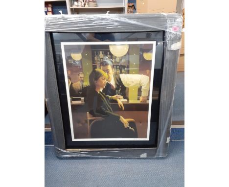 Jack Vettriano - a signed limited edition print of a lady at the bar with the bartender leaning over the counter entitled 'Co
