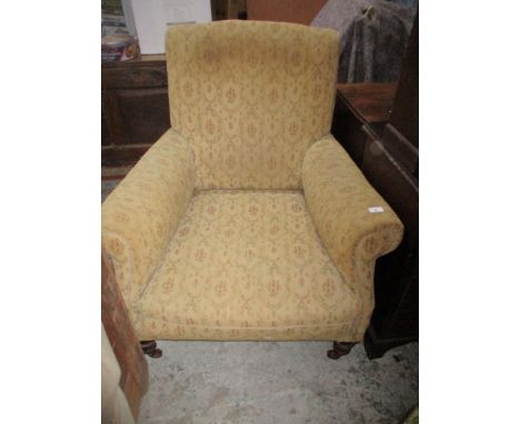 Mixed furniture to include a Victorian mahogany upholstered armchair on turned front legs and ceramic casters, a Georgian mah