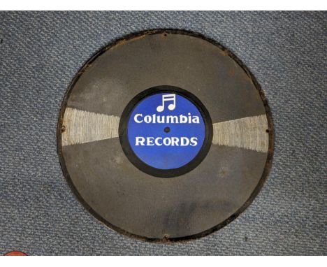 A late 20th century 'Columbia Records' advertising enamel sign, 46cm dLocation: 