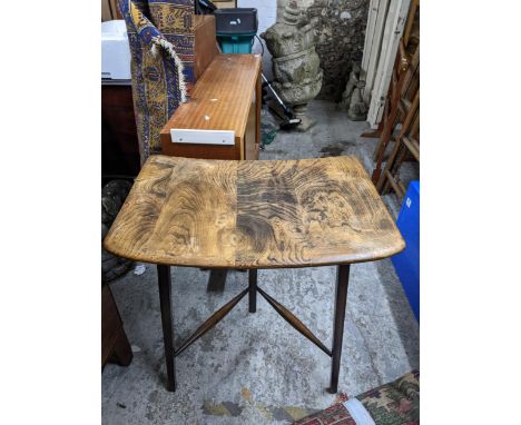 An Ercol curved topped beech and elm end table, on square tapered legsLocation: 