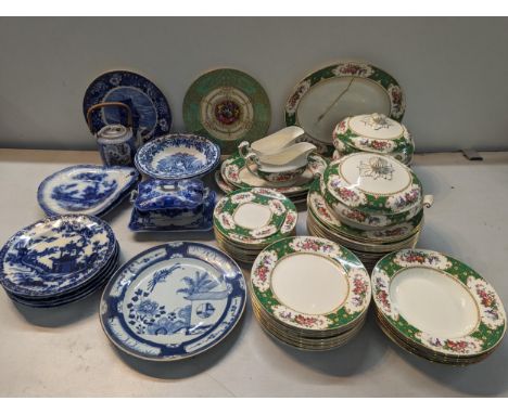 Mixed ceramics A/F to include an 18th century export Chinese blue and white plate A/F, a Bridgwood part dinner service, and m