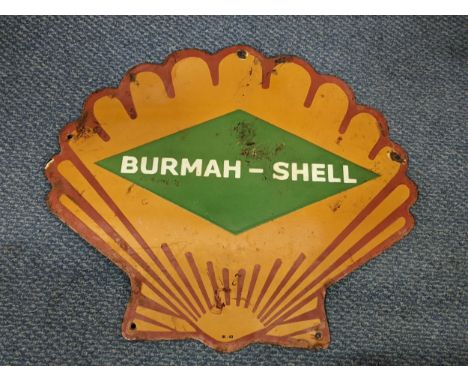 A late 20th century 'Burmah-Shell' advertising enamel sign, 46cm x 52cmLocation: 