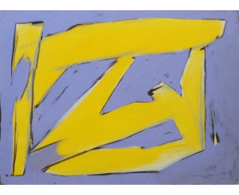 William Gear (Scottish, 1915-1997), Untitled abstract (yellow and lilac),mixed media on paper, signed and dated '70,58x76cm.C
