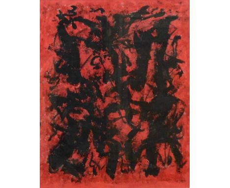 William Gear (Scottish, 1915-1997), Untitled abstract (red and black),mixed media on paper, signed and dated '94,49cm x 37cm.