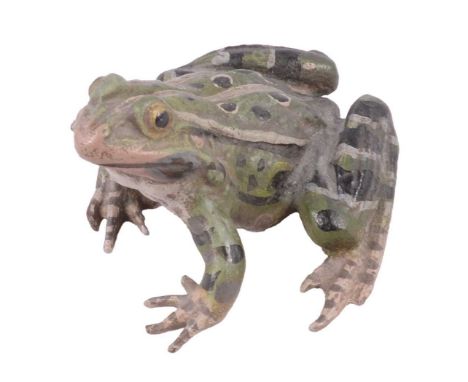 Austrian cold painted bronze frog, indistinct mark, length 6cm.