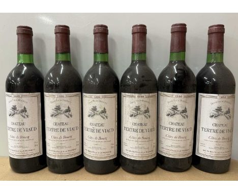Twelve assorted vintage Bordeaux region wines:Ch Tertre de Viaud 1988, Cotes de Bourg, x6Domaine de Prada 1986, Buzet, x3Ch l