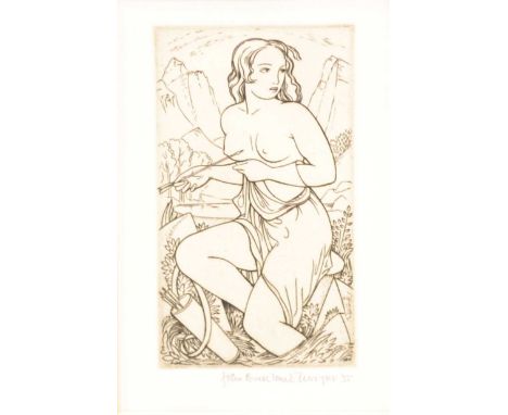 John Buckland Wright (British, 1897-1954),Nymph with arrow, from Cupid's Pastime,copper engraving, signed and dated 35,impres