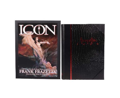 Frank Frazetta, Icon, Underwood Books, California, deluxe first edition number 45 of 100 copies, signed, leather bound and in
