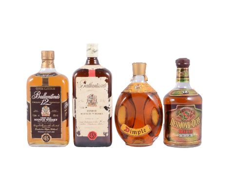Four bottles of blended Scotch whisky:Ballantines Finest Scotch Whiskey, 1980s, 43gl, 1LBallantine’s 12 Year Old Scotch Whisk