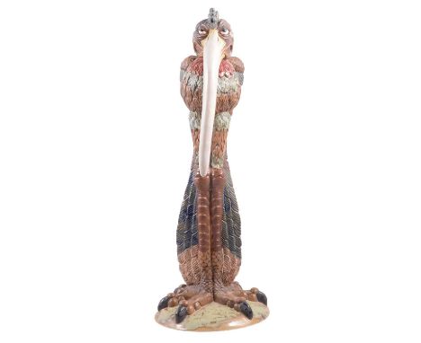 Andrew Hull, a Grotesque bird jar and cover, inspired by the Martin Brothers, the tall slender figure with elongated beak, mu