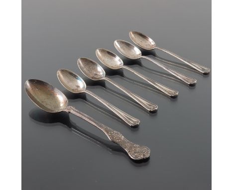 A collection of George IV and later silver flatware, various makers and dates, including Old English pattern teaspoons, Fiddl