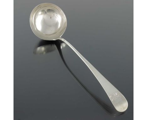 A George III silver ladle, Hester Bateman, London 1787, Old English pattern, 34.5cm long, 4.48ozt