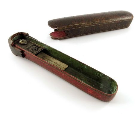 An Anglo-Sikh War Indian/Safavid lacquer papier mache pen box, inscription inside box 'Sikh writing case, picked up after the