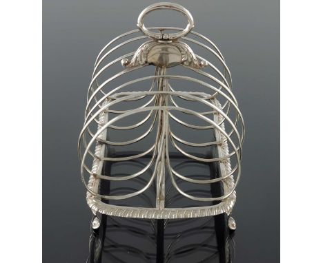 A George III silver six division toast rack, Rebecca Emes and Edward Barnard, London 1820, the double tear wirework dividers 