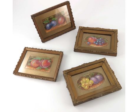 Albert Shuck (1880-1961), Still Life with Fruit, four watercolour studies after his work for Royal Worcester porcelain, 8cm x