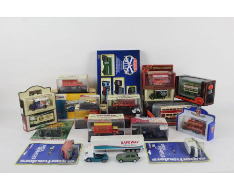 A box of mixed diecast, to include a Corgi 50th Anniversary "Burlingham Seagull Ulsterbus" set, Hornby 1:76 scale model vehic