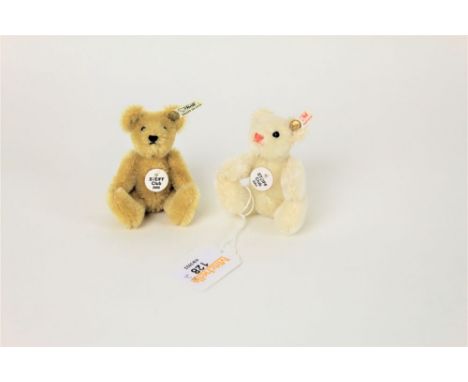 Two miniature Steiff club bears, 2000 &amp; 2001, one having blonde mohair body, the other with white mohair body, both havin