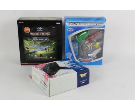 A group of three diecast model sets, to comprise a Corgi "Predators of the Skies" Douglas Dauntless SBD-3 set, a Thunderbirds