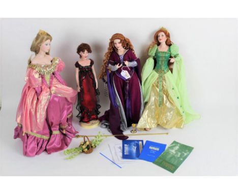 Four Franklin Mint portrait dolls on stands, to comprise an Heirloom Dolls "Cinderella", a Titanic "Rose" doll, a "Brianna, P