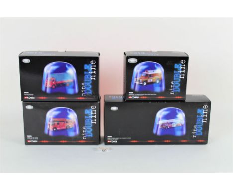 Four Corgi limited edition "Nine Double Nine Double" diecast model fire engines, to comprise "Bedford S drop side Clwyd Fire 