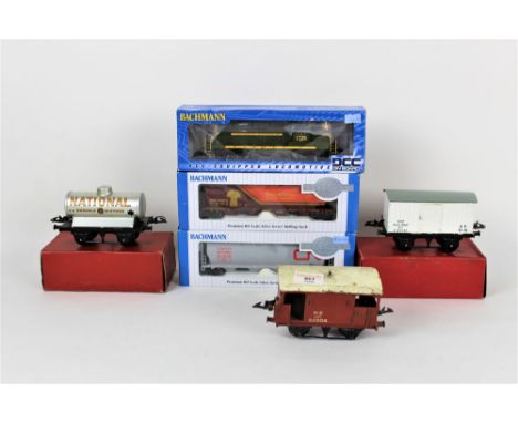 Two boxed Hornby 0 gauge models, comprising a No.1 refrigerator van and a petrol tank wagon, a separate Hornby 0 gauge NE10 t