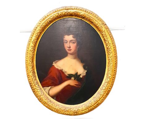 BRITISH SCHOOL18th century portrait of a lady, oval oil on canvas, 74cm x 60 