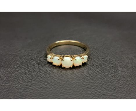 GRADUATED OPAL FIVE STONE RINGon nine carat gold shank, ring size Q and approximately 3 grams 