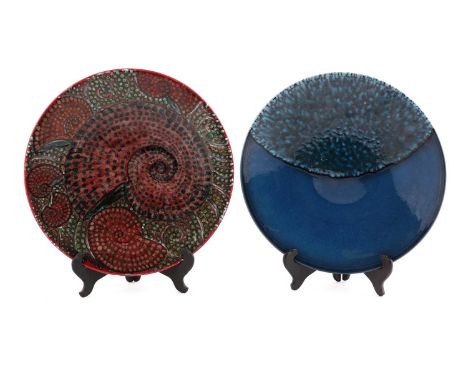 A limited edition 'Moon' Poole Pottery charger, from the Sun and Moon collection, designed by Alan Clarke, No 65/1000, 40cms 