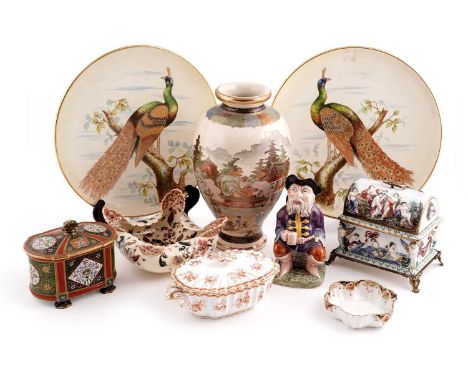 A collection of ceramics, to include: a Zsolnay Pecs bowl; a Capo di Monte lidded ceramic casket; a Spode tureen and cover; a