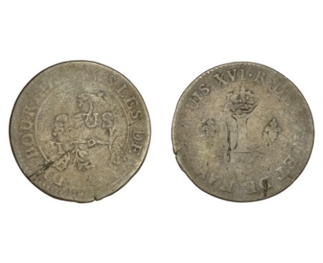 Mauritius, Île de France et Bourbon, Louis XVI, 3 Sous, 1781a, struck over a Louis XV, Sou Marque or Double Sol, Paris (cf. K