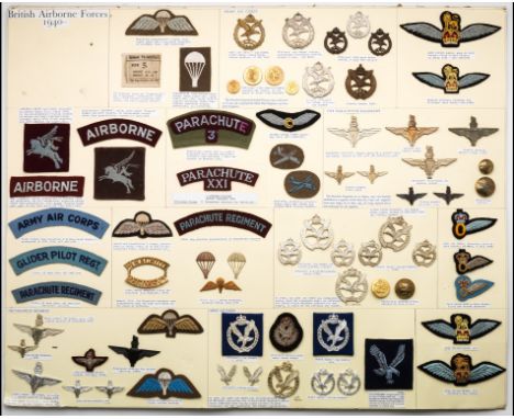 Army Airborne Personnel Cap and collar badges, shoulder-titles and buttons of the Army Air Corps, including a plastic cap bad