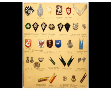Polish Insignia of WW2 A card bearing badges of the Polish 2nd Corps, 3rd Carpathian Rifle Division, 2nd Warsaw Armoured Divi