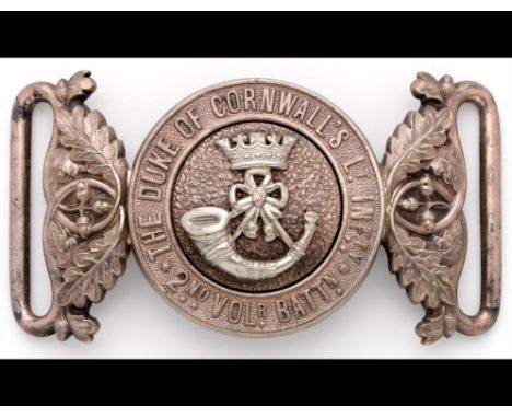 The Duke of Cornwall's Light Infantry. A Volunteer Battalion Officer's Waist Belt Clasp.   A silvered clasp of the 2nd VB by 
