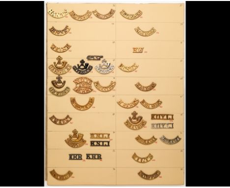 Metal Shoulder Titles of Infantry Regiments Examples of Oxfordshire and Oxfordshire & Buckinghamshire (5 patterns), King's Ow