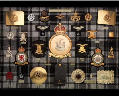 Pipe Band insignia for 602 (Glasgow) and 603 (Edinburgh) Auxiliary Air Force Squadrons, 1936. Framed panel of cap, bonnet, sp