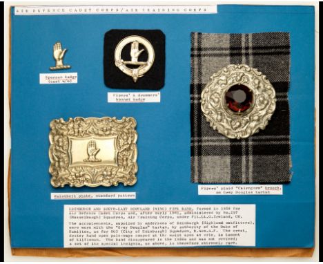 Edinburgh and South-East Scotland Wing Pipe Band, Air Training Corps insignia.                   One card mounted with Cairng