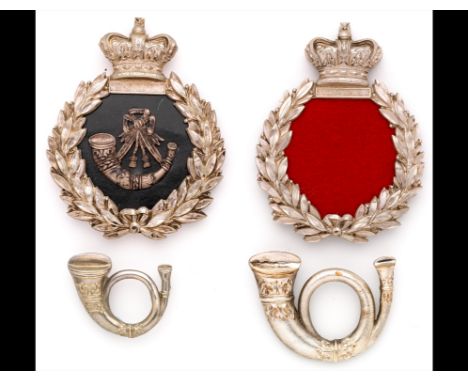 Officers' Pouch-Belt Plates and Pouch-Badges of Cornwall Rifle Volunteer Corps. A white metal plate with QVC above a blank ta