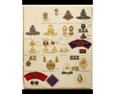 A Collection of Australian Insignia A card of KC and QEC cap and/or collar-badges, buttons and STs of the Royal Australian Ar