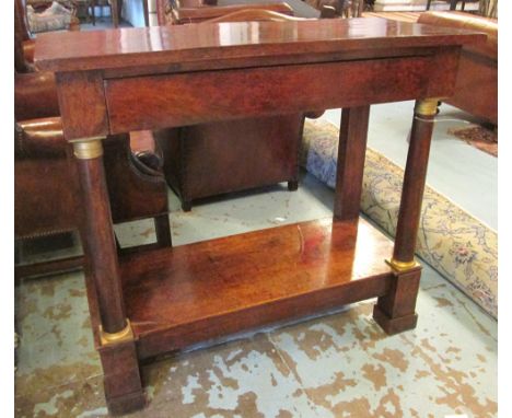 CONSOLE TABLE, early 19th century French Empire walnut and gilt metal mounted with drawer and undertier, 100cm W x 48cm D x 9