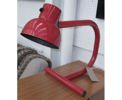 HANS AGNE JAKOBSON DESK/TABLE LAMP, 1960's, red metal, 45cm H.