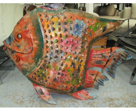 CEILING ORNAMENT, in the form of tropical fish in metal, 80cm H plus chain.