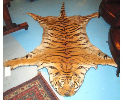 TIGER SKIN RUG, 180cm W x 180cm L approximately. (please note, this item can only be exported with a license)