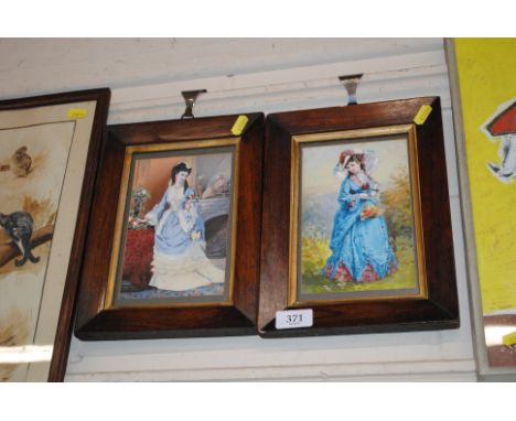 A pair of 19th Century watercolour portrait studies contained in mahogany glazed frames 