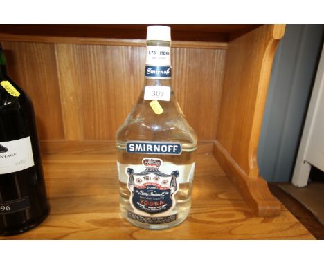 A 1.75L bottle of Smirnoff vodka