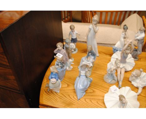 Seven Nao figures and one Lladro