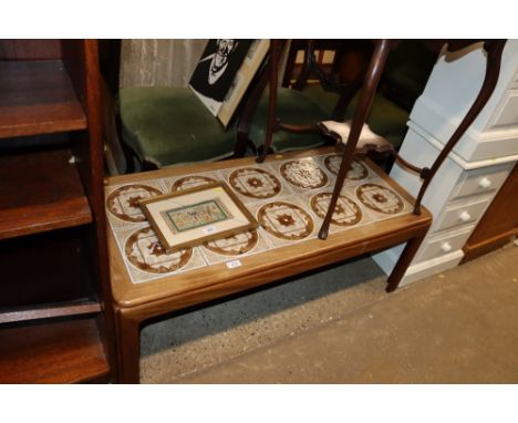 A G-Plan style tile topped coffee table