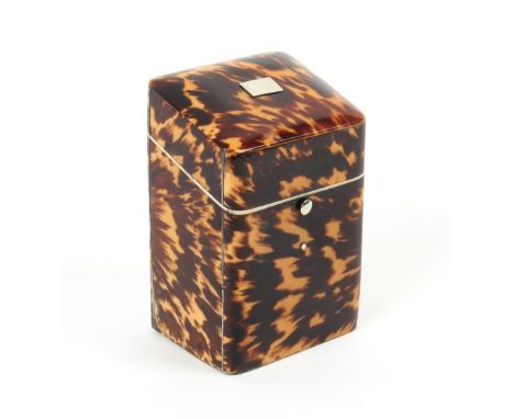 A good 19th century tortoiseshell "Lady's Companion" of rectangular section,  with hinged sloping lid centred by a white meta